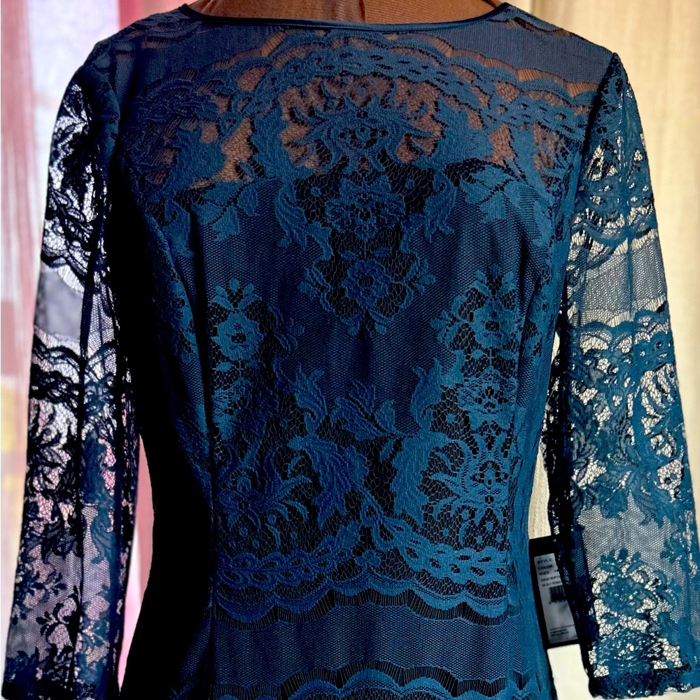 NWT Adrianna Papell 3/4 length sleeve lace dress in teal “mother of the bride”